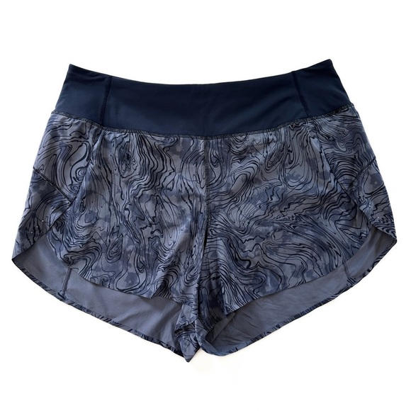 Athleta Run With It Printed 3.5” Shorts Womens Plus Sz 1X Blue Swirl - Picture 1 of 5